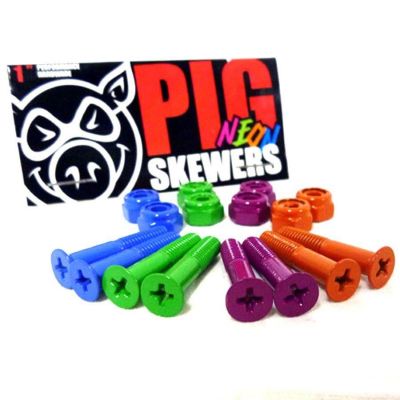 BOLTS Skateboard Pig Neon