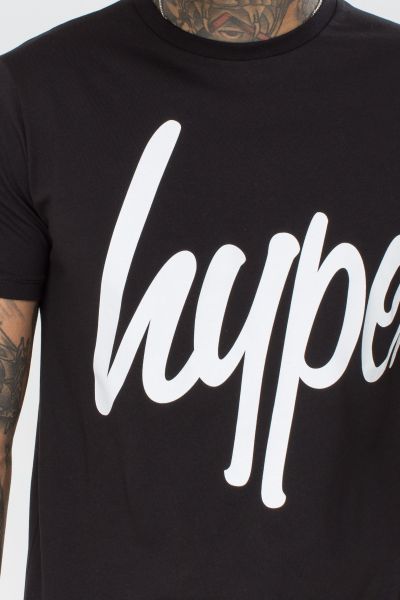 BLACK WHITE SCRIPT MENS T-SHIRT HYPE